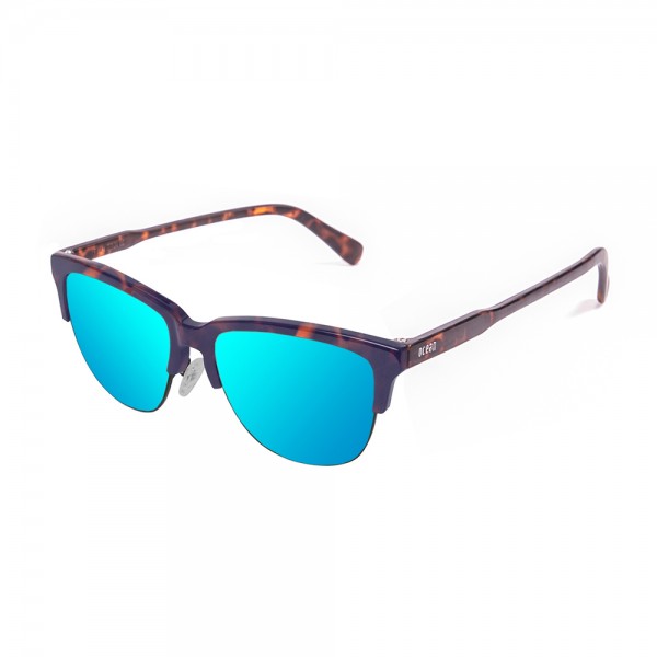 LAFITENIA matte demy brown / revo sky blue flat | OCEAN SUNGLASSES