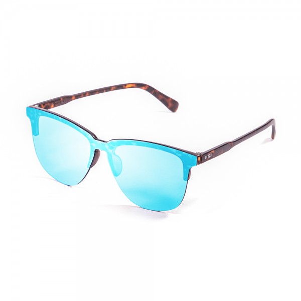 LAFITENIA matte demy brown / revo sky blue flat | OCEAN SUNGLASSES