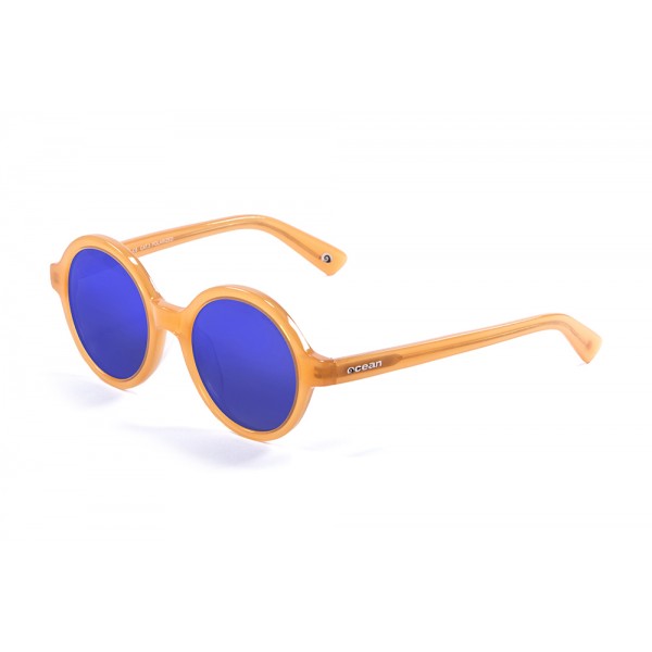 Japan urban sunglasses transparent coffe revo blue