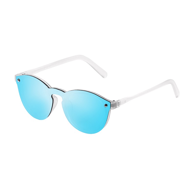 MILAN flat lens sunglasses lens color revo blue sky frame white transparent side
